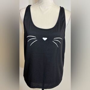 Black Cat Face Tank Top Oversized Large